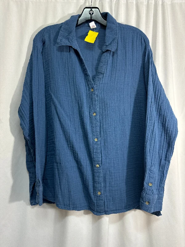 women's tops that offer a perfect blend of style, comfort, and affordabilityTop Long Sleeve By Old Navy In Blue, Size: L