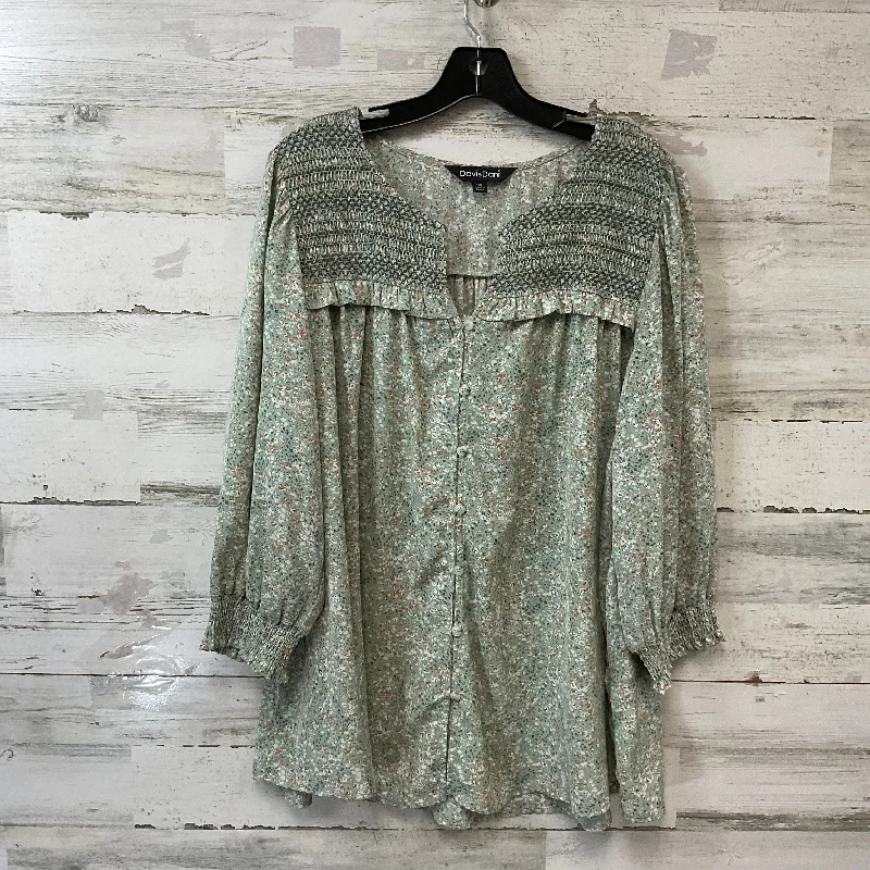 women's tops for those who want to add a personal touch to their wardrobe with unique and one-of-a-kind piecesTop Long Sleeve By Davi & Dani In Green, Size: 1x