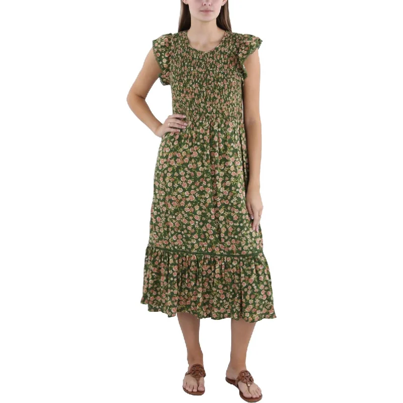 women's work dressesLost + Wander Womens Floral Print Mid Calf Midi Dress