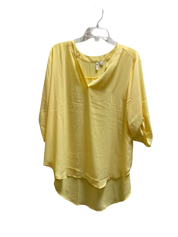 women's tops with floral printsTop Long Sleeve By Cato In Yellow, Size: 2x