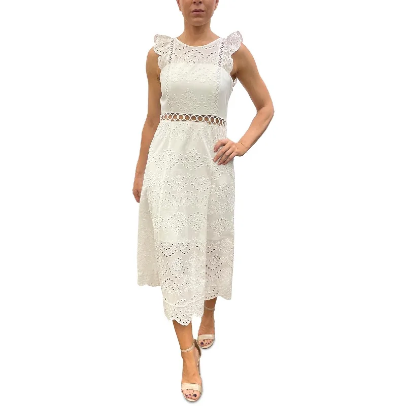 women's long-sleeved dressesSam Edelman Womens Eyelet Cotton Midi Dress