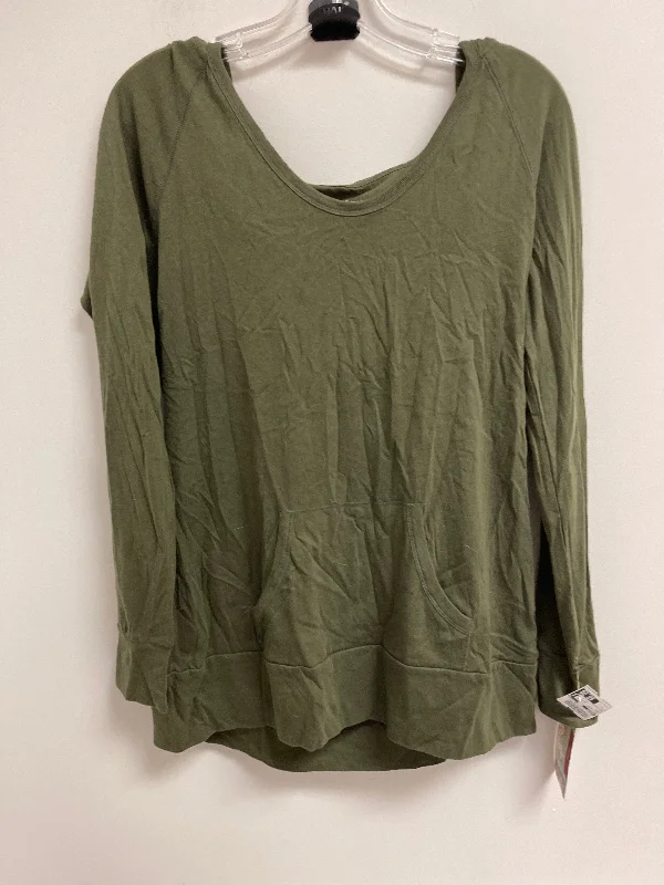 women's tops with cold-shoulder cuts and lace detailingTop Long Sleeve Basic By Mossimo In Green, Size: L