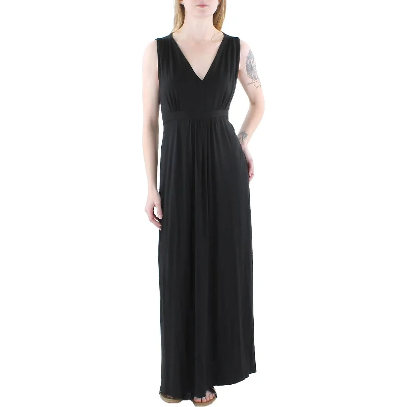 women's empire waist dresses24seven Comfort Apparel Womens Solid V Neck Midi Dress