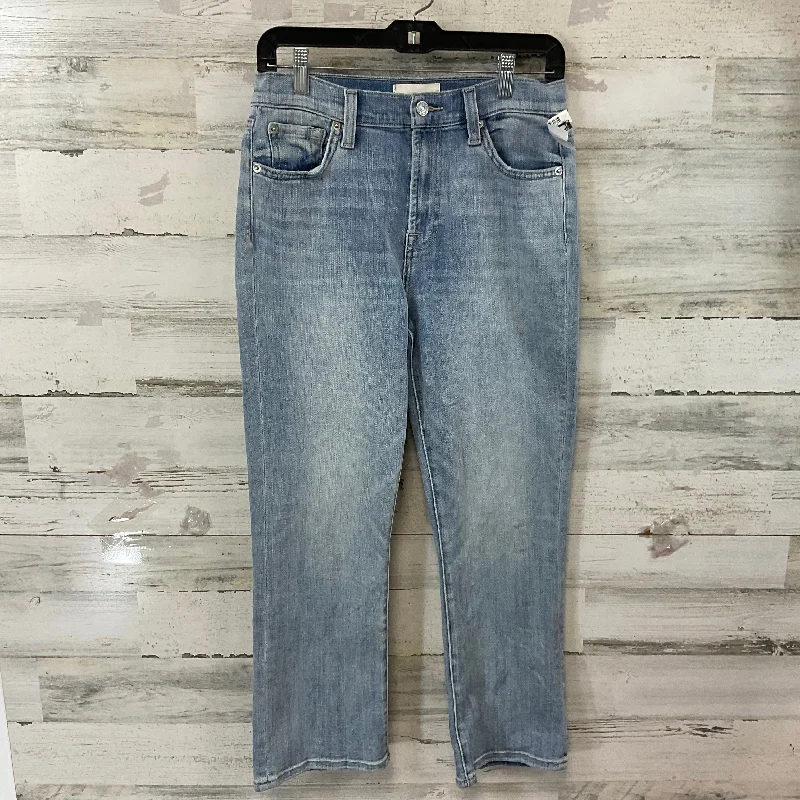 women's denim jeans with distressed back pocketsJeans Boot Cut By 7 For All Mankind In Blue Denim, Size: 6