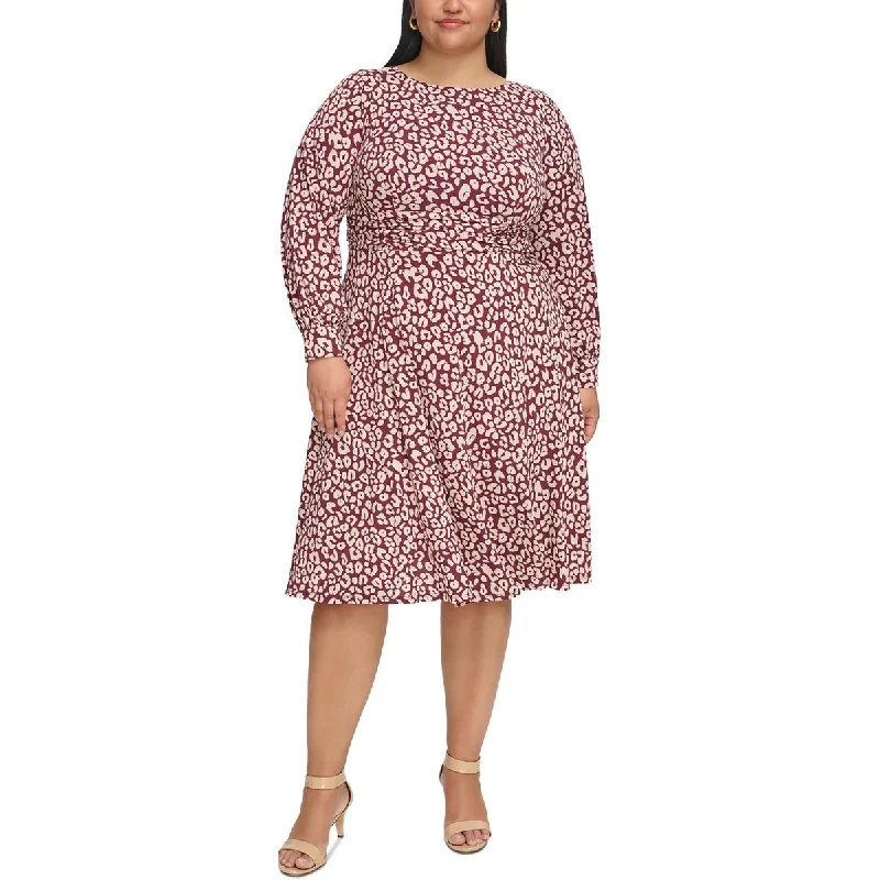 women's floral dressesJessica Howard Womens Plus Printed Work Day Wear Midi Dress