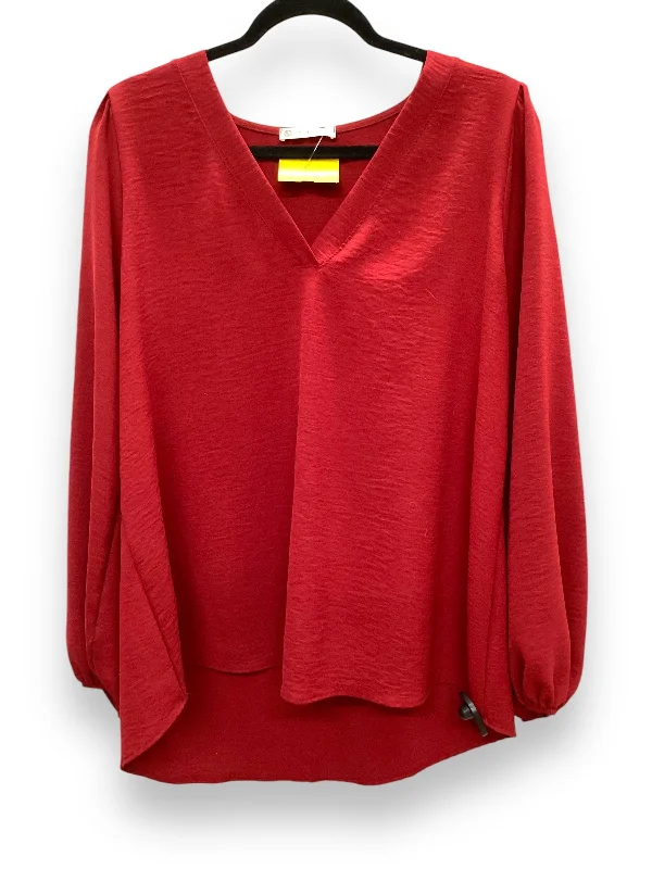 silk women's topsTop Long Sleeve By Clothes Mentor In Red, Size: L