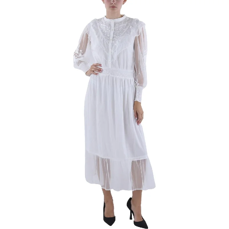 women's midi dressesFrench Connection Womens Embroidered Tea Length Midi Dress