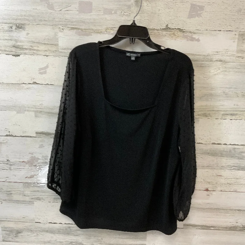 women's tops for cozy nights inTop Long Sleeve By Adrianna Papell In Black, Size: 2x