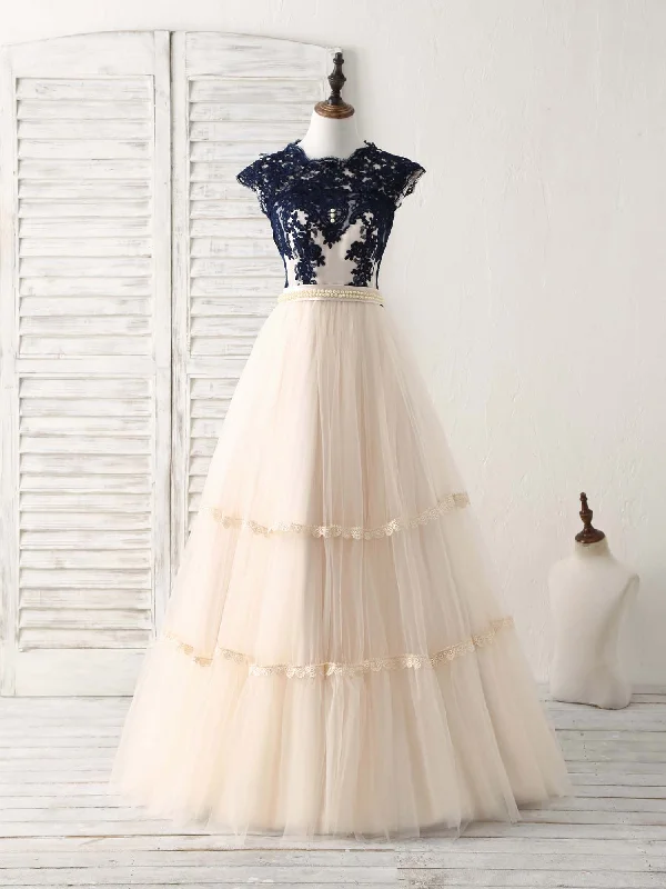 Plus-Size DressElegant Tulle Lace Applique Long Prom Dress Tulle Evening Dress