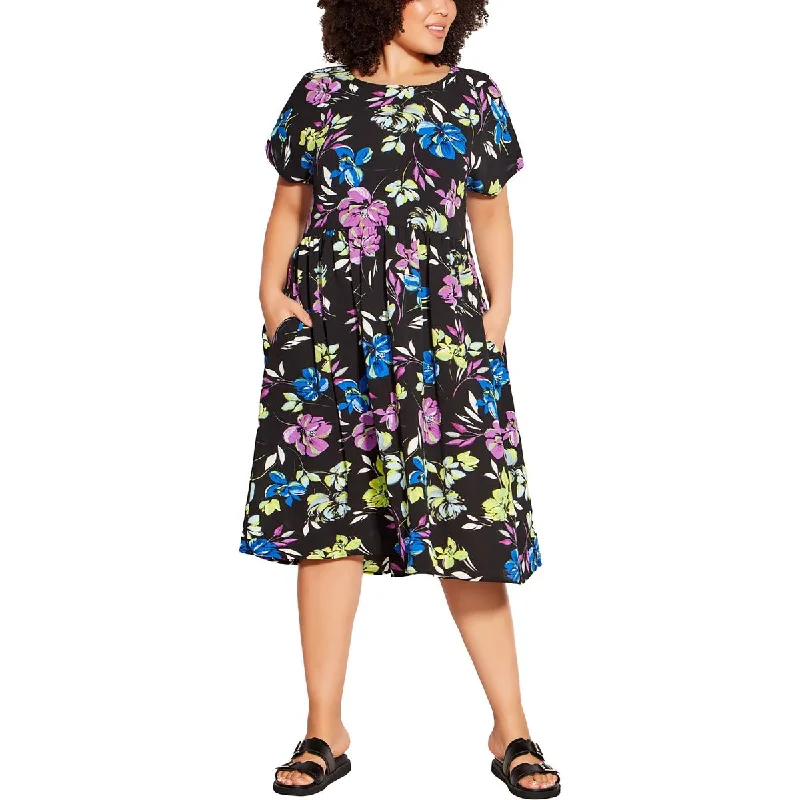 women's versatile dressesLoralette Womens Plus Doll Up Floral Print Daytime Midi Dress