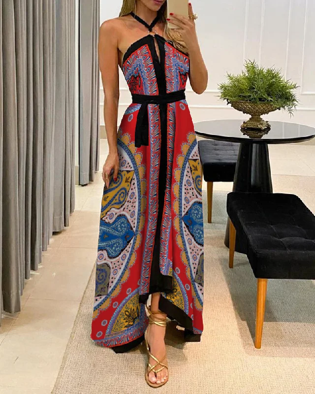 women's stylish dressesBohemian Maxi Summer Dress, Halter Boho Dress