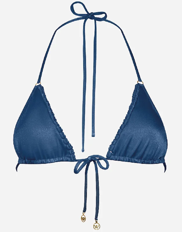 Stretchy Female SwimwearViva Energy Triangle Bikini Top - Denim Dose