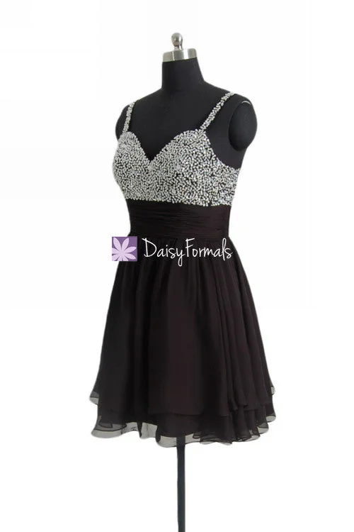 women's bow dressesShort beaded prom dress Little Black Party Dress Miniskirt Dress Graduation Dress (PR29034S)