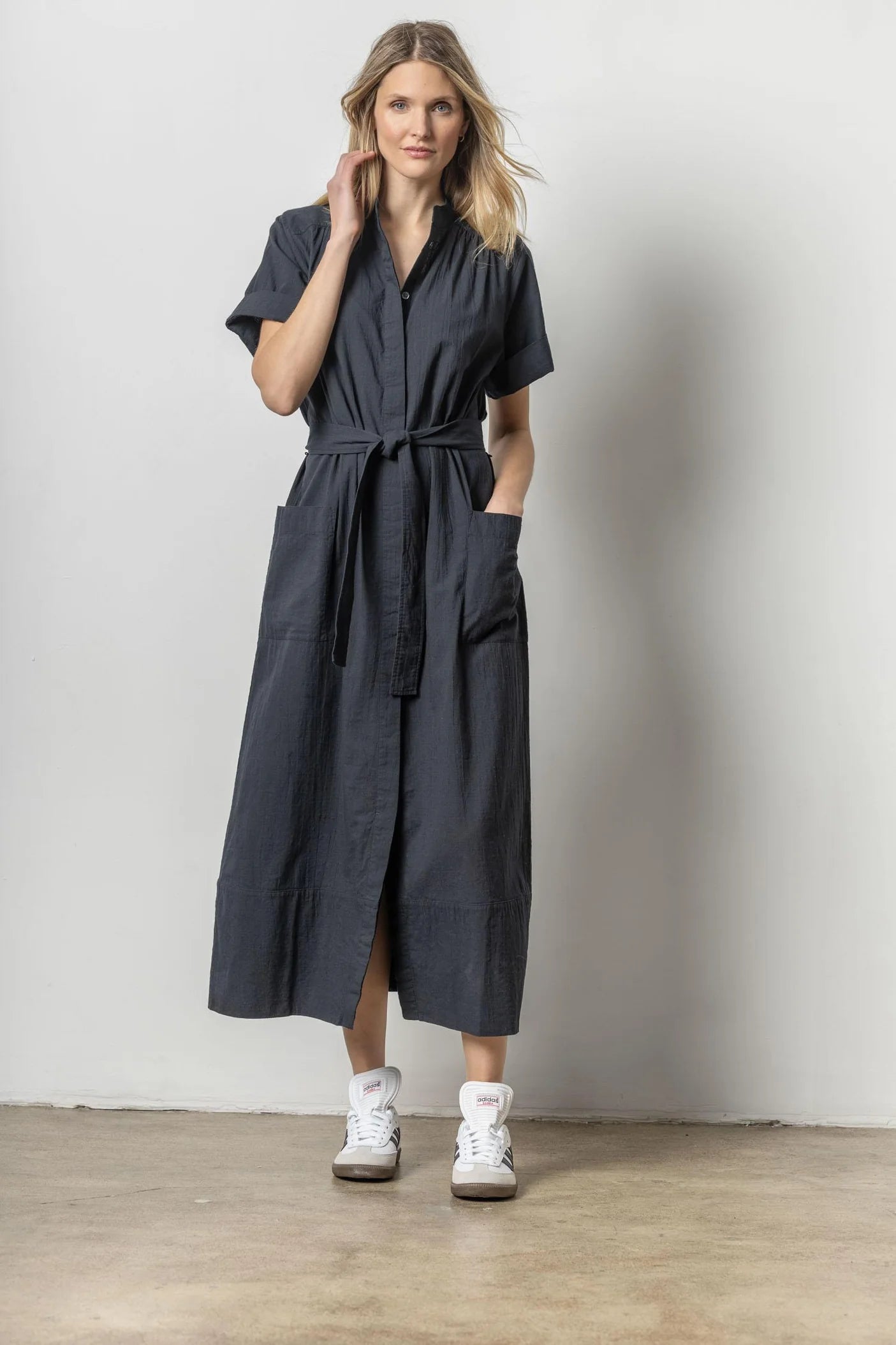 Flutter-Sleeve DressMAXI BUTTON DOWN DRESS