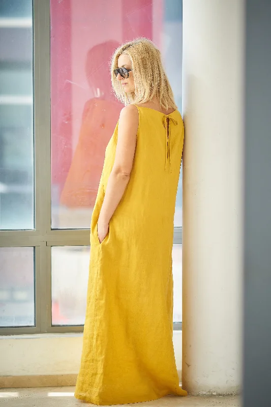 Bridesmaid DressSleeveless Linen Maxi Dress