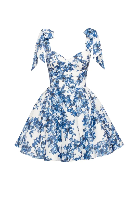 women's unique dressesMarvelous blue hydrangea mini dress on straps, Garden of Eden