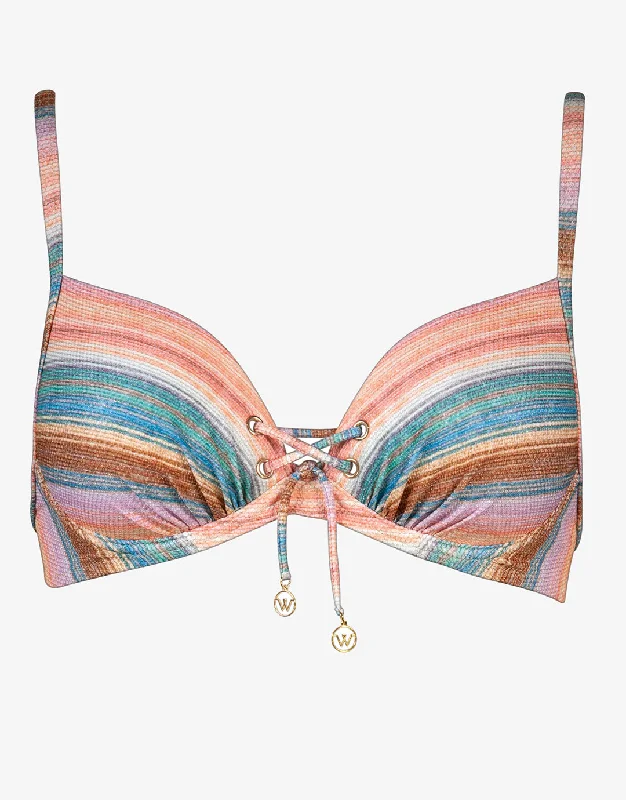 Bikini Set FemalePastel Sunset Underwired Bikini Top - Pink Stripe