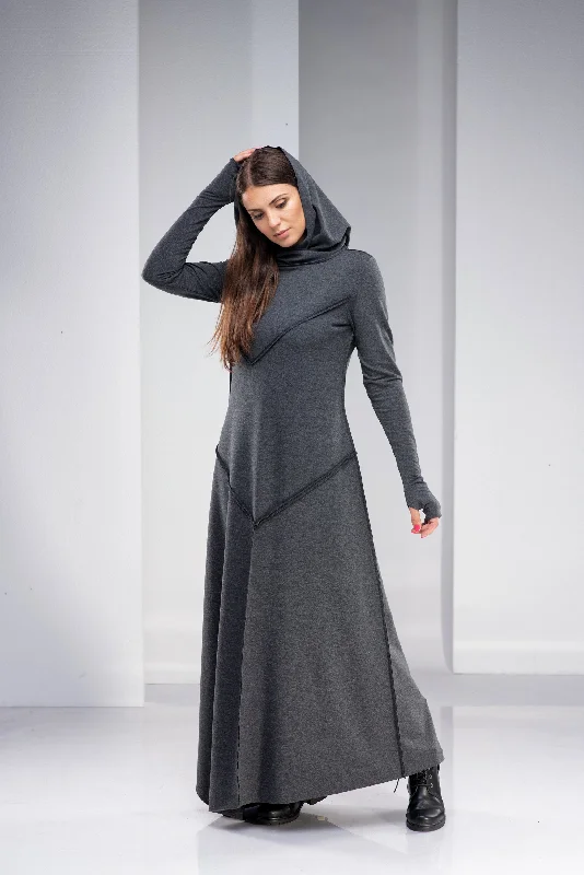 Jersey DressGray Hooded Maxi Dress