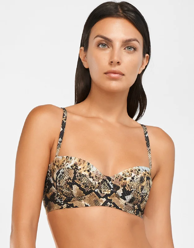 Resort Female SwimwearSerpent Underwired Balconet Bikini Top - Python