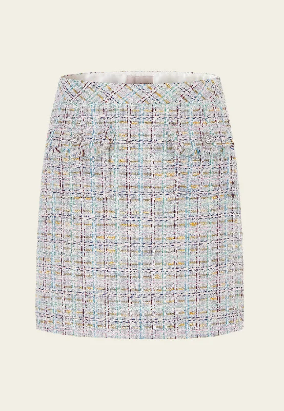 women's elastic waist skirtsLurex Classy Patch-pocket Tweed Skirt