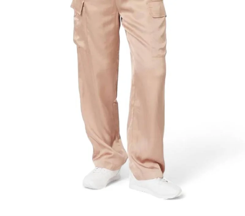 women's cargo pantsCargo Sateen Trousers In Gold