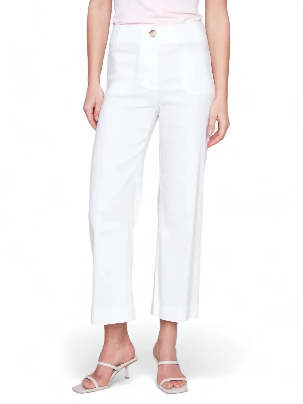 women's party pantsCropped Linen Blend Straight Leg Pant In White