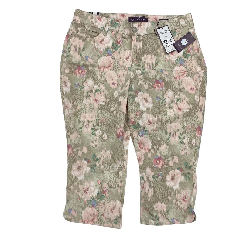 women's jogger pantsFLORAL PRINT PANTS CROPPED by GLORIA VANDERBILT Size:16