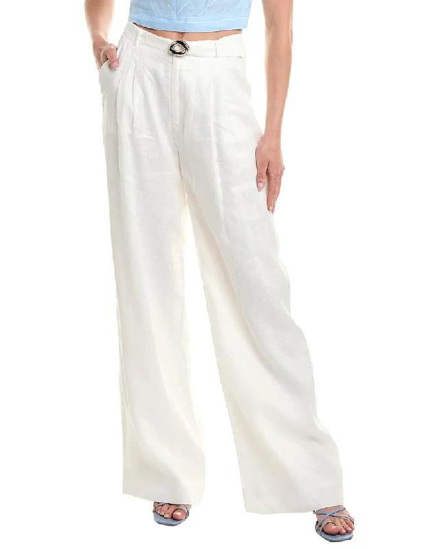 women's wool pantsNicholas Calista Belted Wide Leg Linen-Blend Pant