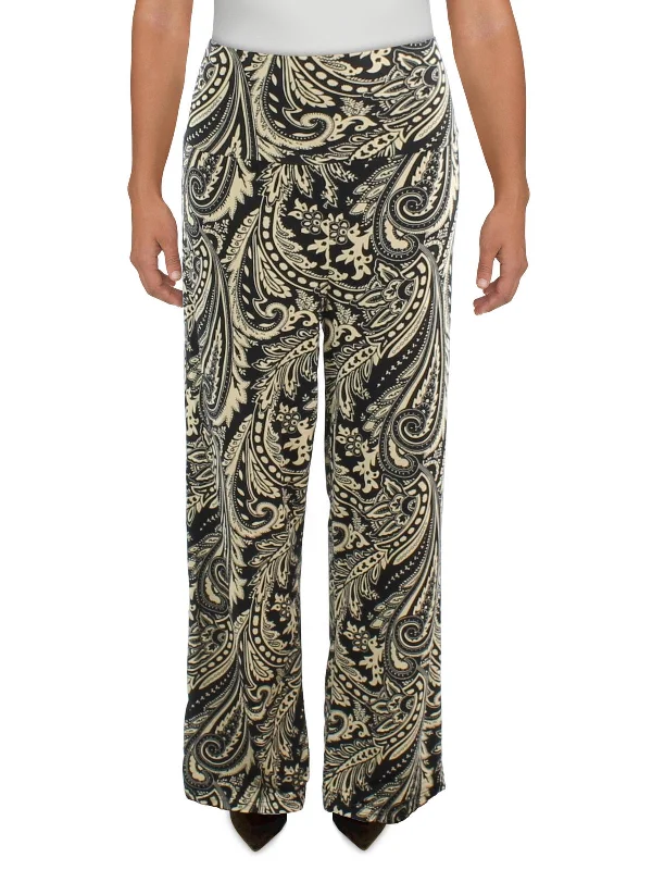 women's slim-fit pantsPlus Womens Baroque Jersey Wide Leg Pants