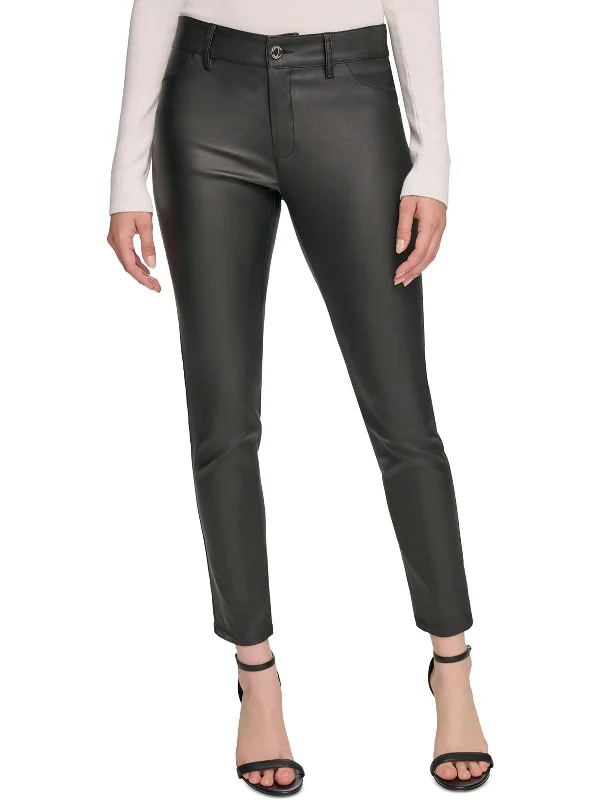 women's cycling pantsWomens Faux Leather Coated Skinny Pants