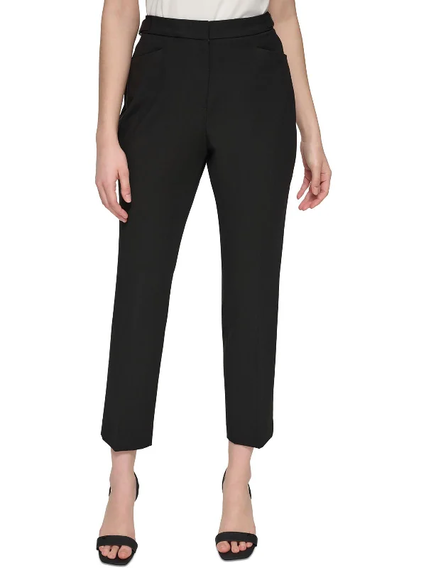 women's polyester pantsWomens Mid-Rise Solid Ankle Pants