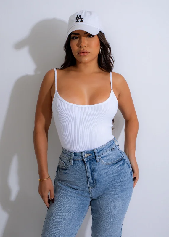 Skater DressCaught In The Drama Ribbed Bodysuit White