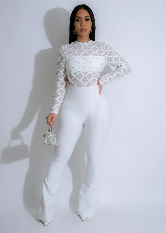 Statement DressCelestial Cage Rhinestones Jumpsuit White