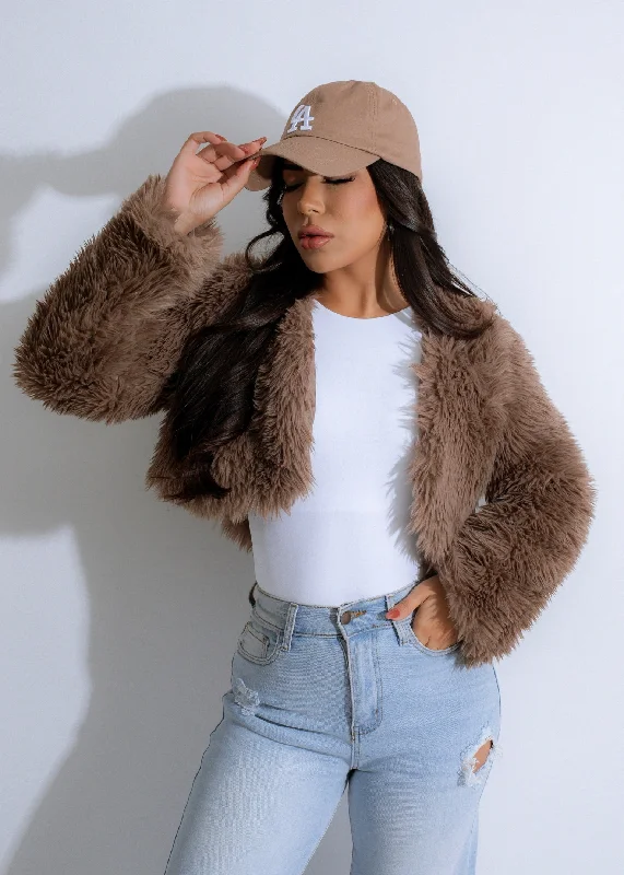 women's boho dressesFrostbite Fuzz Jacket Brown