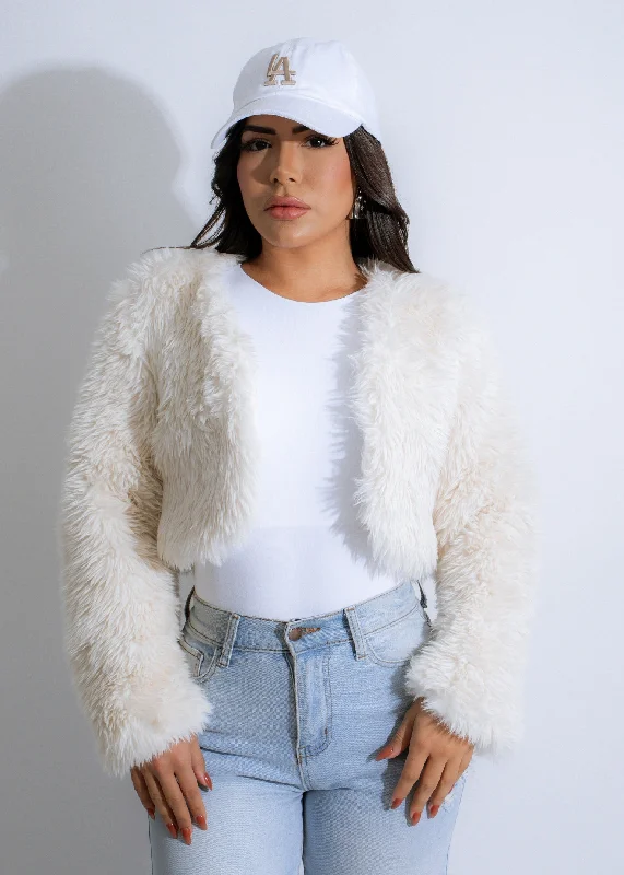 Metallic DressFrostbite Fuzz Jacket White