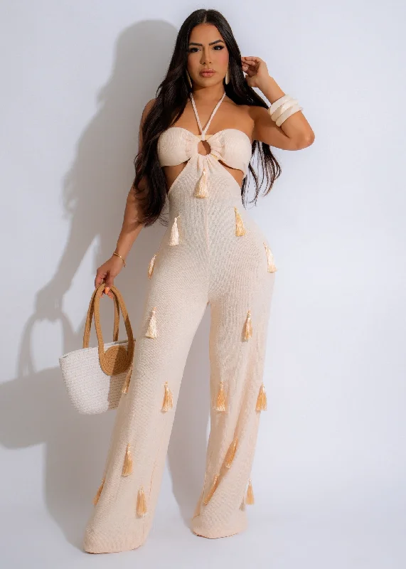 women's business casual dressesGolden Sands Knit Jumpsuit Nude