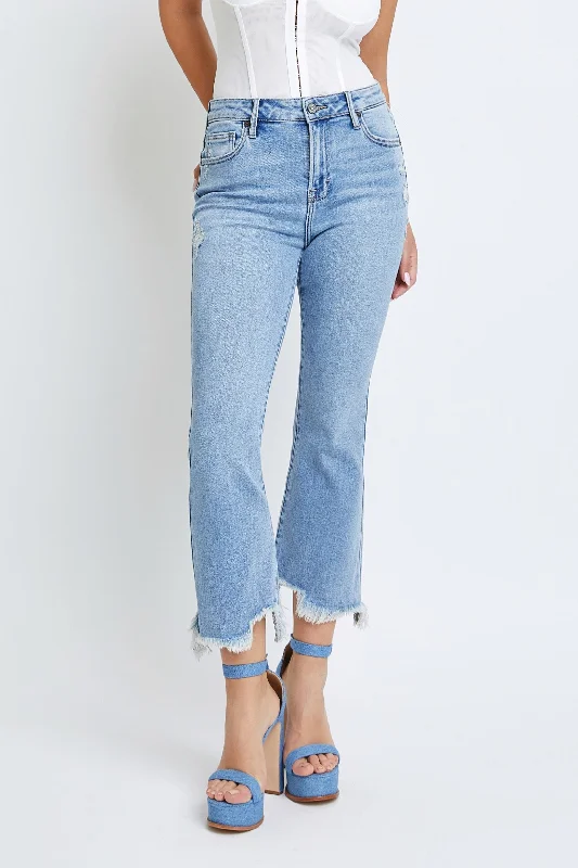 women's bow dressesHidden Jeans Happi Frayed Cropped Flare