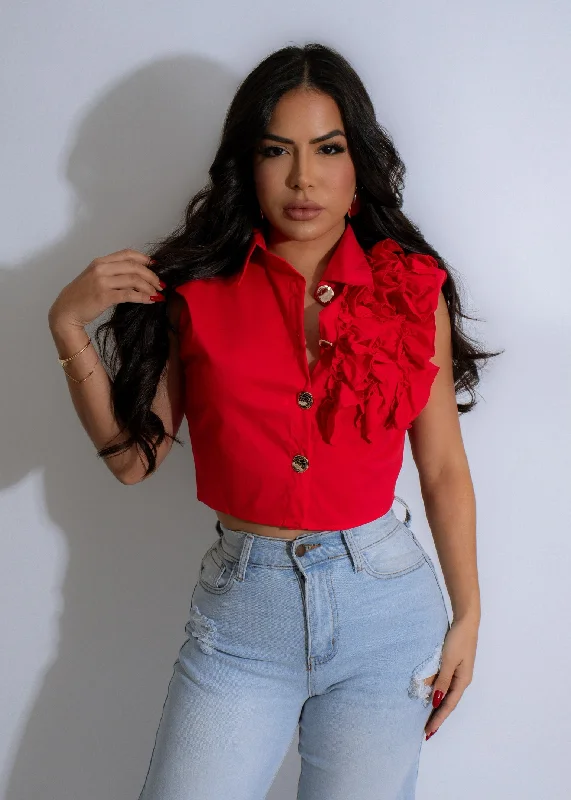 Petite DressRouge Reverie Ruffle Top Red