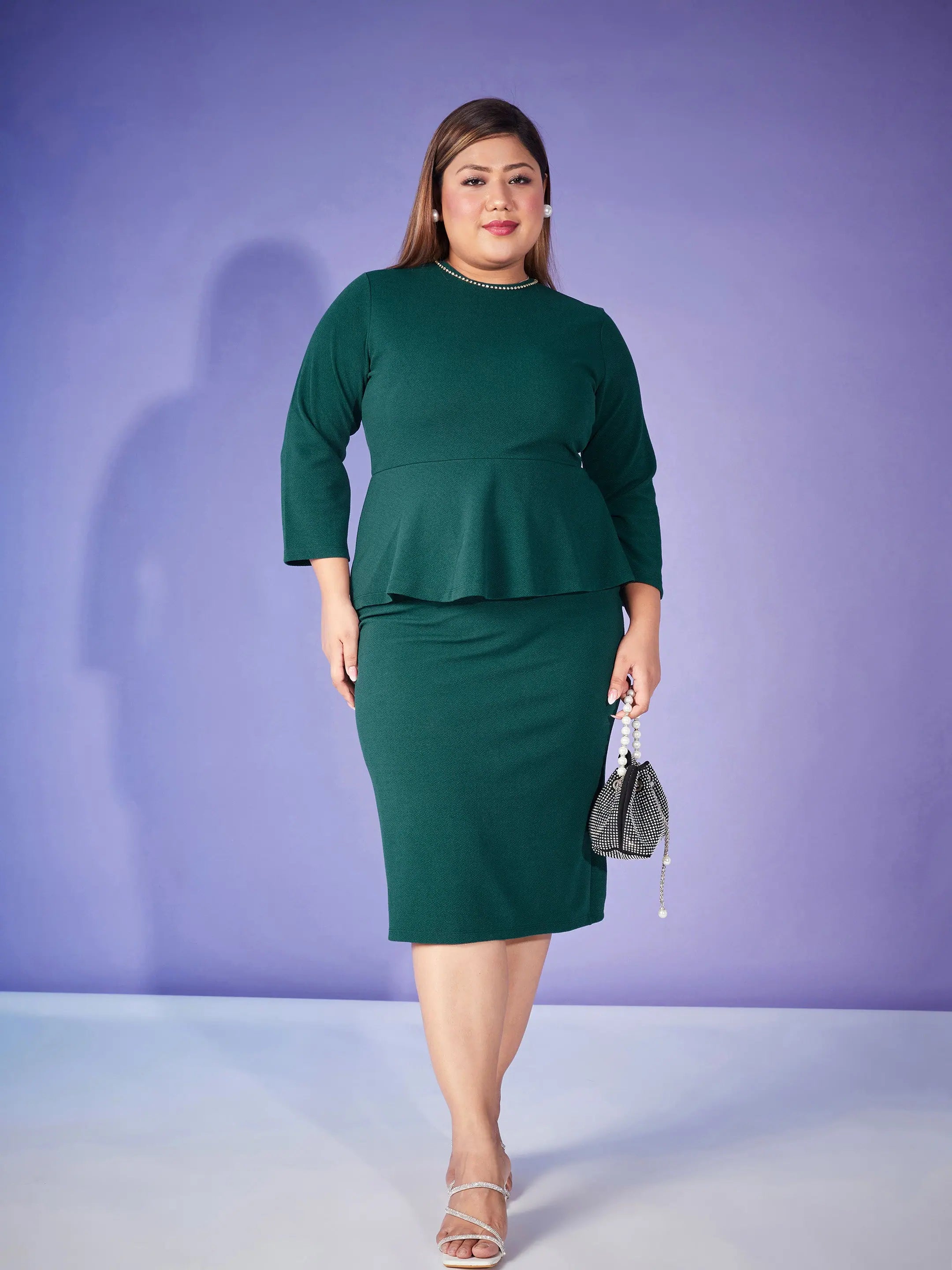 women's body-skimming dressesWomen Emerald Peplum Bodycon Dress-SFDRSS11441XXL