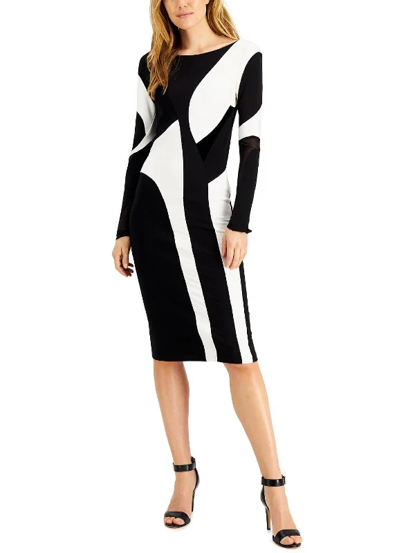 women's off-the-shoulder dressesWomens Colorblocked Long Sleeve Bodycon Dress