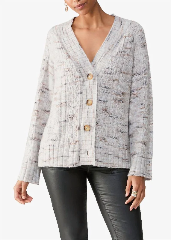 Patterned SweatersCozy Mornings Cardigan In Light Mineral Multi