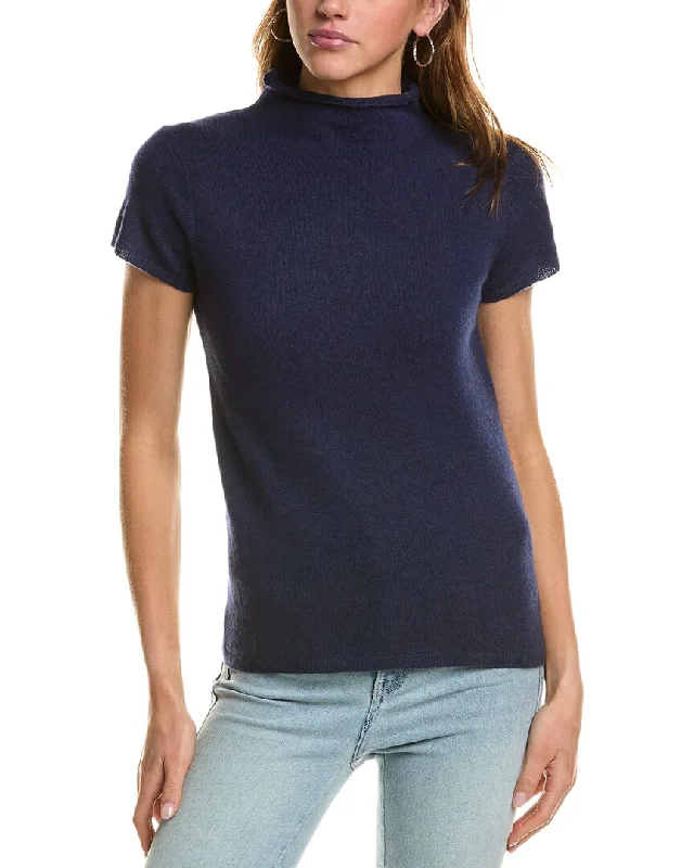 women's tops with flutter sleevesInCashmere Turtleneck Cashmere T-Shirt