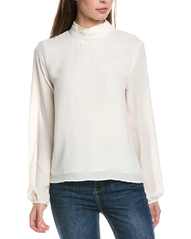 Flannel-Lined SweatersKrisa Pleated Turtleneck Top