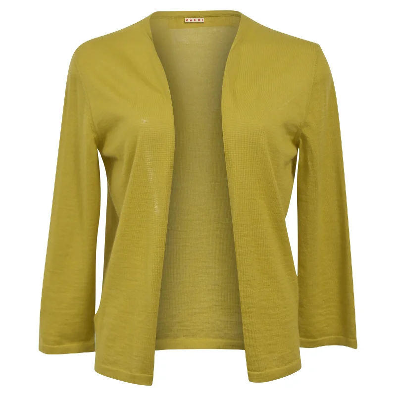 Quick-Dry Wool SweatersMarni Open-Front Cardigan in Yellow Wool