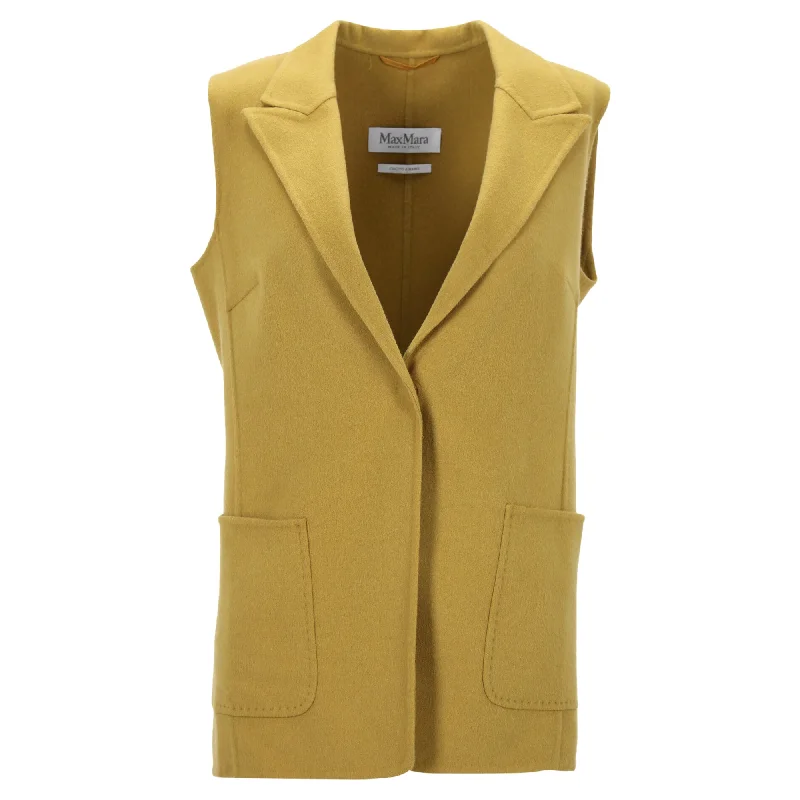 Patterned Cashmere SweatersMax Mara Double Faced Vest in Yellow Wool