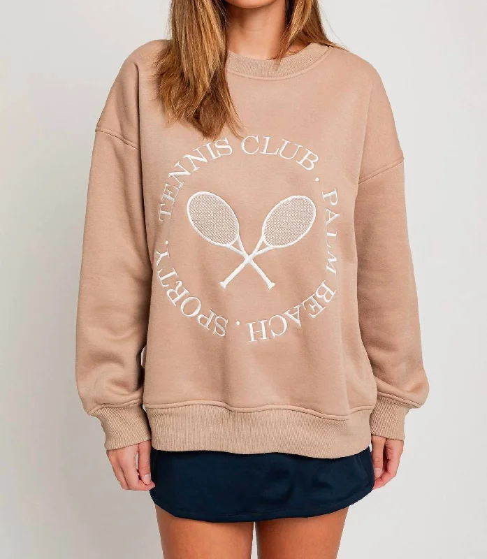 Pullover Chunky SweatersPalm Beach Tennis Club Sweatshirt In Tan