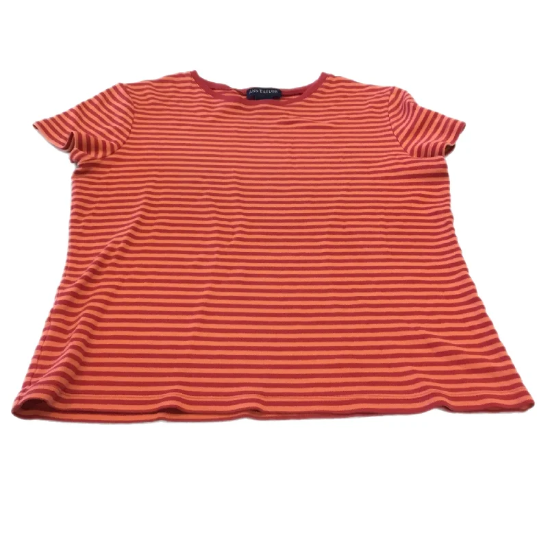 women's tops for those who want to invest in timeless piecesTop Short Sleeve Basic By Ann Taylor In Striped Pattern, Size: M