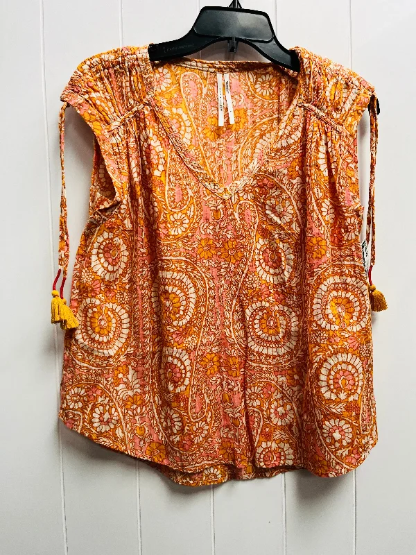 long-sleeved women's topsTop Short Sleeve By Anthropologie In Orange & Pink, Size: S