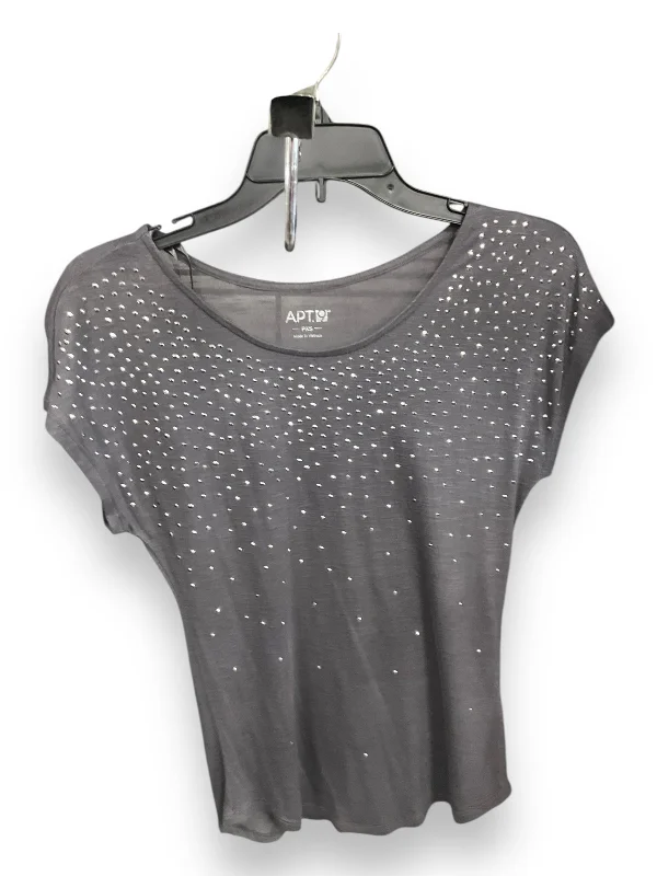 women's tops for cocktail partiesTop Short Sleeve By Apt 9 In Grey & Silver, Size: Xs