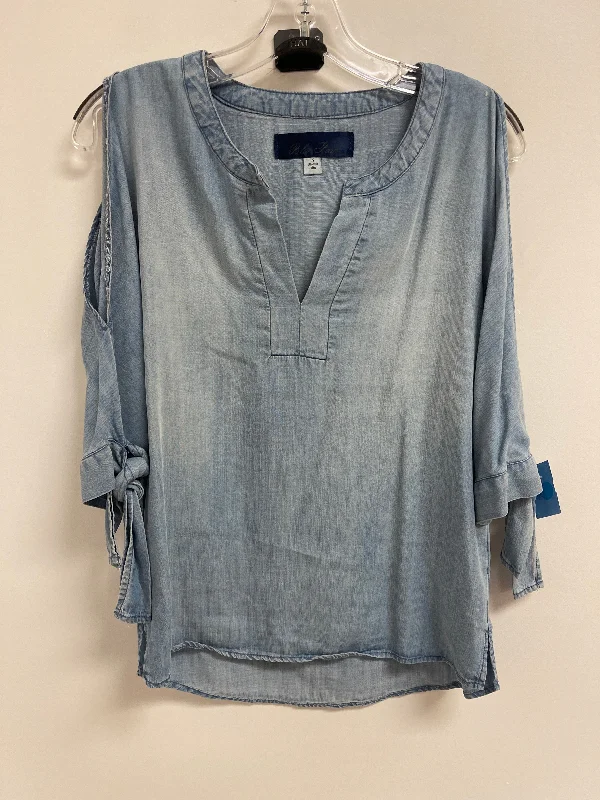 women's tops for cozy nights inTop Short Sleeve By Blue Rain In Blue, Size: S